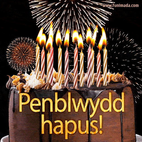 Penblwydd hapus - Happy birthday gif in Welsh