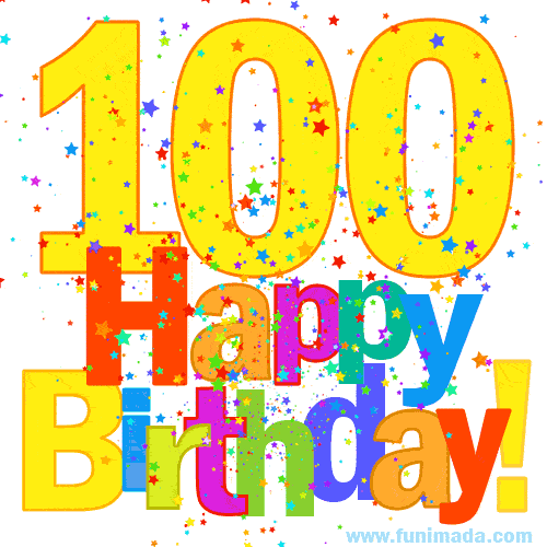 Festive and Colorful Happy 100th Birthday GIF Image | Funimada.com