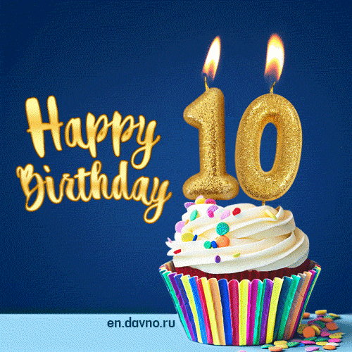 Happy Birthday - 10 Years Old Animated Card — Download on Funimada.com