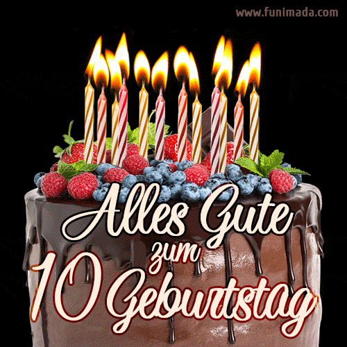 Alles Gute zum 10. Geburtstag Schokoladenkuchen GIF