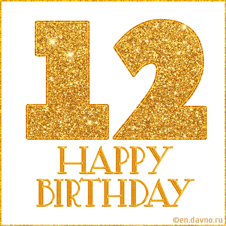 Gold Glitter 12th Birthday GIF