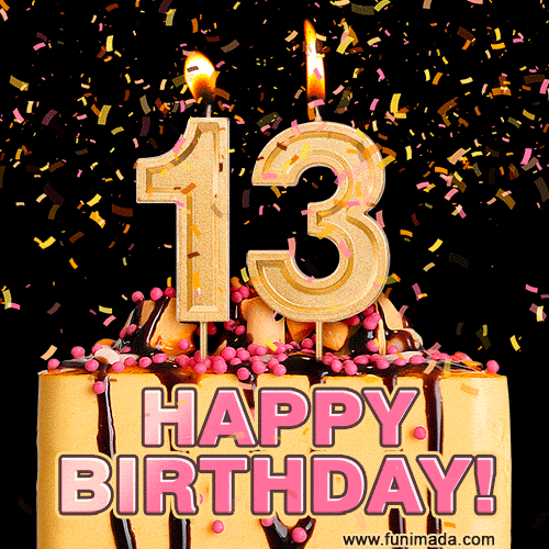 Happy 13th Birthday Cake GIF and Video with sound free download.