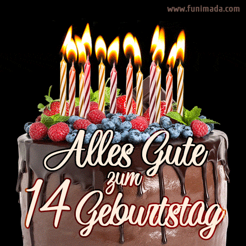 Alles Gute zum 14. Geburtstag Schokoladenkuchen GIF