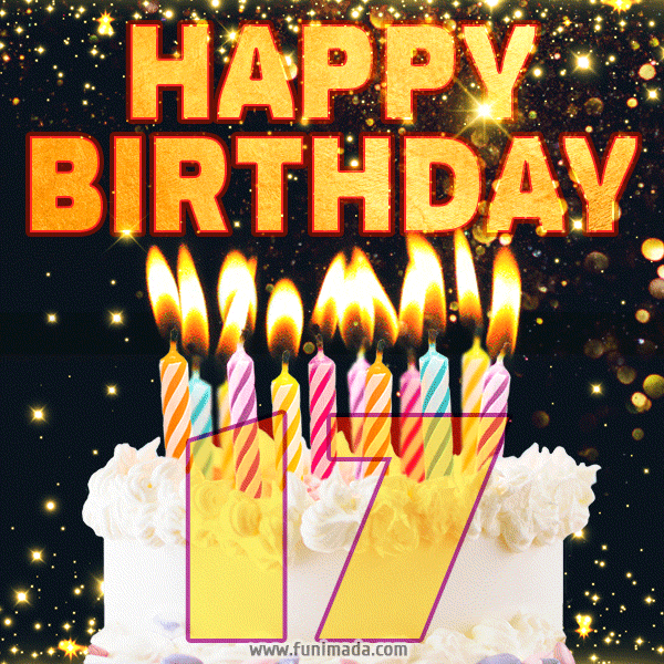 Happy 17th Birthday Cake GIF, Free Download