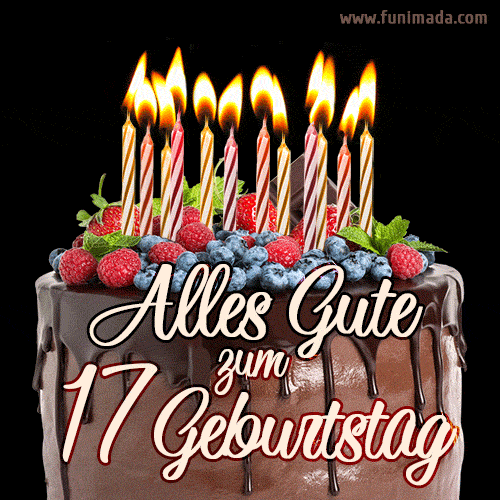 Alles Gute zum 17. Geburtstag Schokoladenkuchen GIF