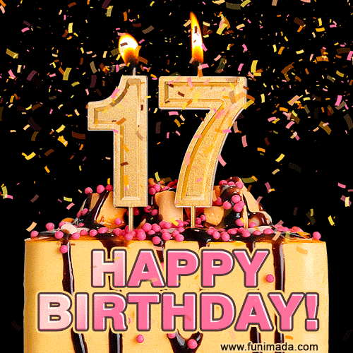 Happy 17th Birthday Cake GIF and Video with sound free download
