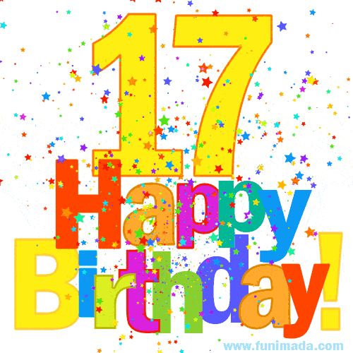 Festive and Colorful Happy 17th Birthday GIF Image