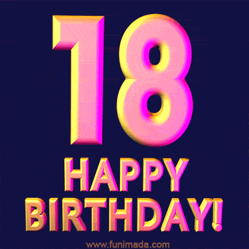 Happy 18th Birthday Cool 3D Text Animation GIF