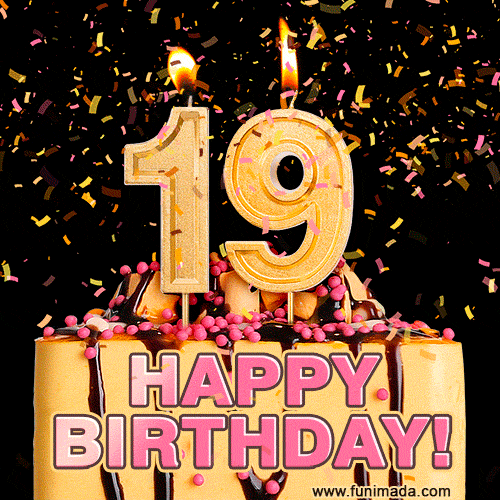 Happy 19th Birthday Cake GIF and Video with sound free download — Download on Funimada.com