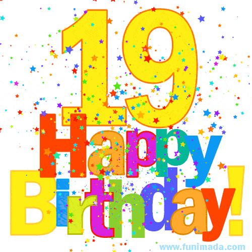Festive and Colorful Happy 19th Birthday GIF Image
