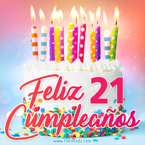 Cumpleaños de 21 - delicioso pastel de cumpleaños con velas