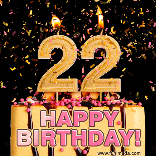 Happy 22nd Birthday Cake GIF and Video with sound free download