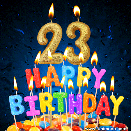 Best Happy 23rd Birthday Cake with Colorful Candles GIF