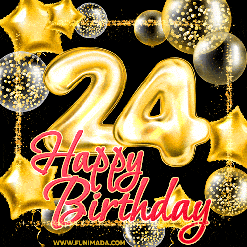 Wishing you many golden years ahead! Happy 24th birthday animated birthday GIF. — Download on Funimada.com