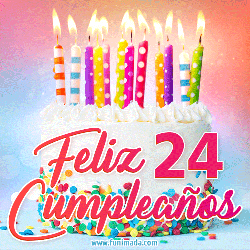 Cumpleaños de 24 - delicioso pastel de cumpleaños con velas