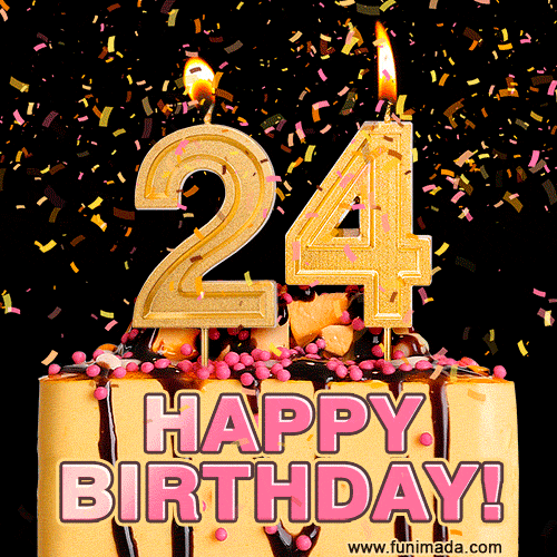 Happy 24th Birthday Cake GIF and Video with sound free download