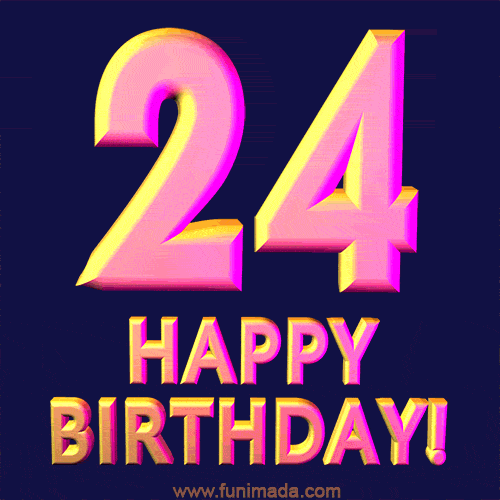 Happy 24th Birthday Cool 3D Text Animation GIF