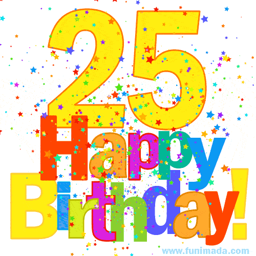 Festive and Colorful Happy 25th Birthday GIF Image — Download on Funimada.com