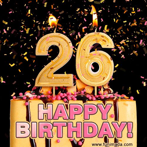 Happy 26th Birthday Cake GIF and Video with sound free download