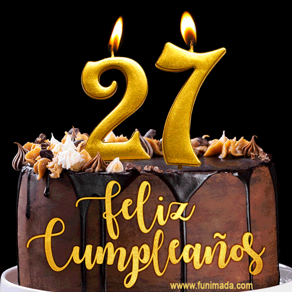 Felices 27 Años - Hermosa imagen de pastel de feliz cumpleaños