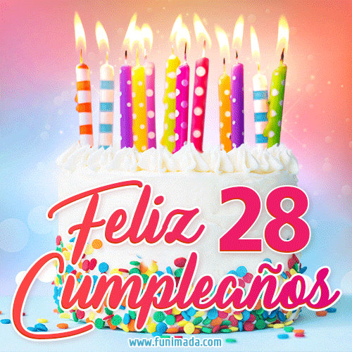 Cumpleaños de 28 - delicioso pastel de cumpleaños con velas