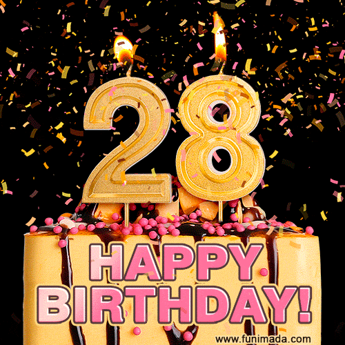 Happy 28th Birthday Cake GIF and Video with sound free download