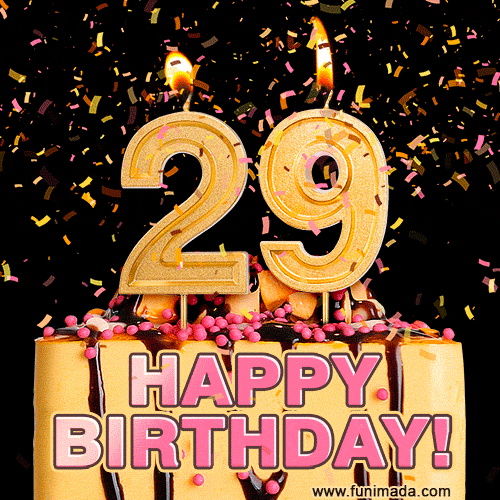 Happy 29th Birthday Cake GIF and Video with sound free download — Download on Funimada.com