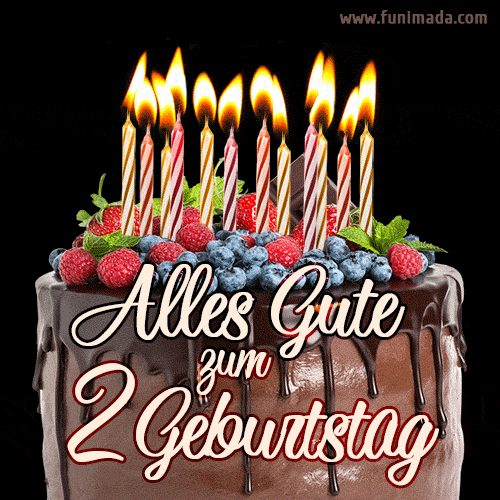 Alles Gute zum 2. Geburtstag Schokoladenkuchen GIF