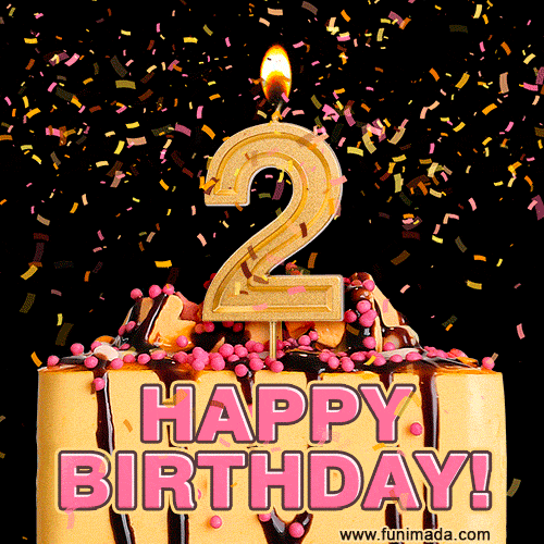 Happy 2nd Birthday Cake GIF and Video with sound free download — Download  on 