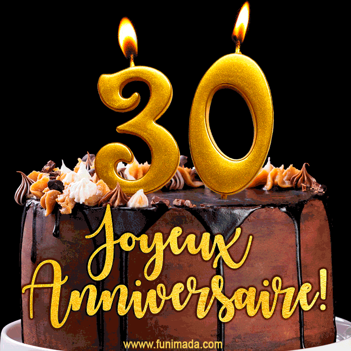 Gâteau d'anniversaire avec bougies GIF – 30 ans