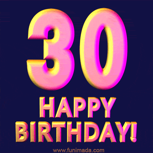 Happy 30th Birthday Cool 3D Text Animation GIF