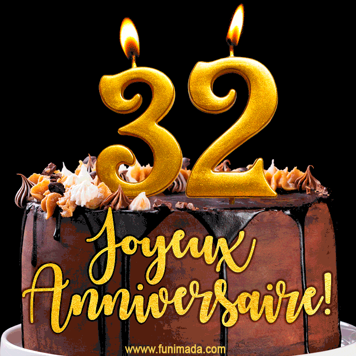 Gâteau d'anniversaire avec bougies GIF – 32 ans