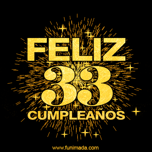 GIF animado para cumpleaños con el número 33 - feliz cumpleaños gif de fuegos artificiales