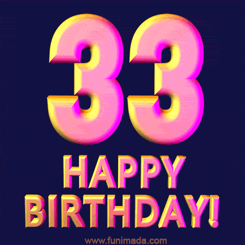 Happy 33rd Birthday Cool 3D Text Animation GIF