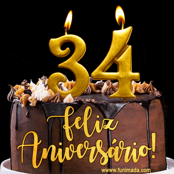 Feliz aniversário de 34 anos - lindo bolo de feliz aniversário
