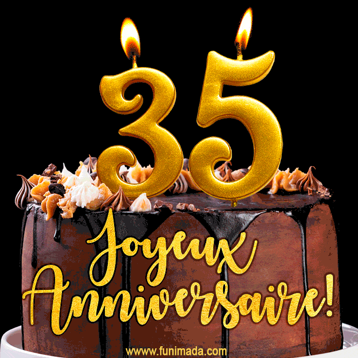 Gâteau d'anniversaire avec bougies GIF – 35 ans