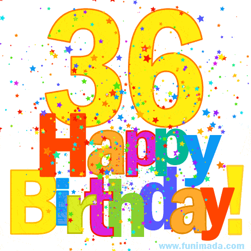 Festive and Colorful Happy 36th Birthday GIF Image