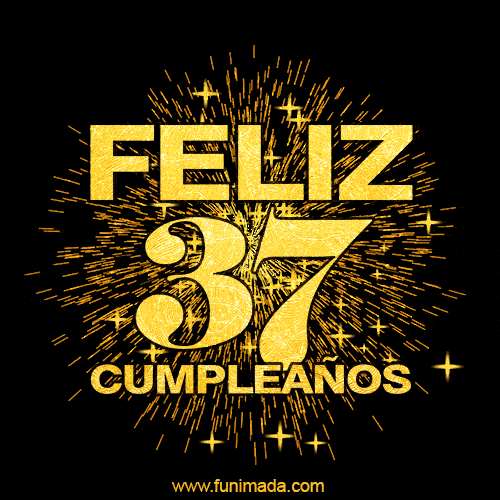 GIF animado para cumpleaños con el número 37 - feliz cumpleaños gif de fuegos artificiales
