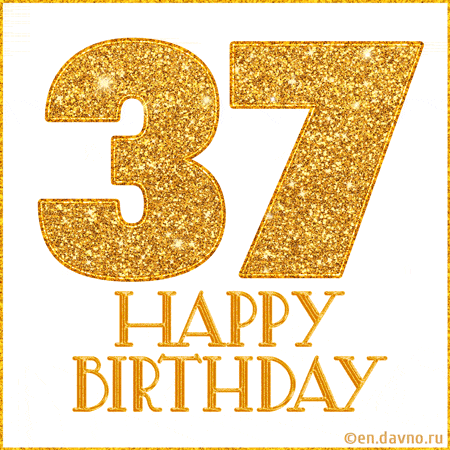 Gold Glitter 37th Birthday GIF