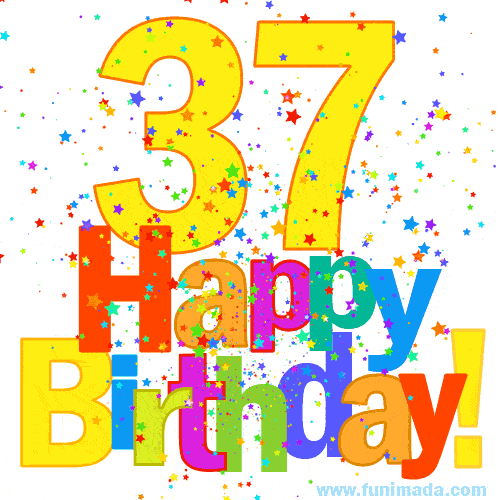 Festive and Colorful Happy 37th Birthday GIF Image