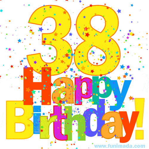 Festive and Colorful Happy 38th Birthday GIF Image