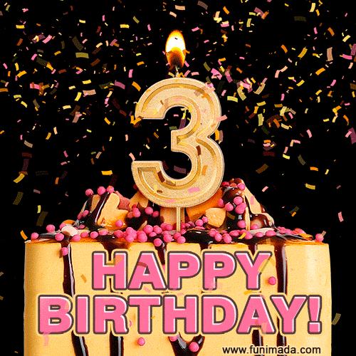 Happy 3rd Birthday Cake GIF and Video with sound free download