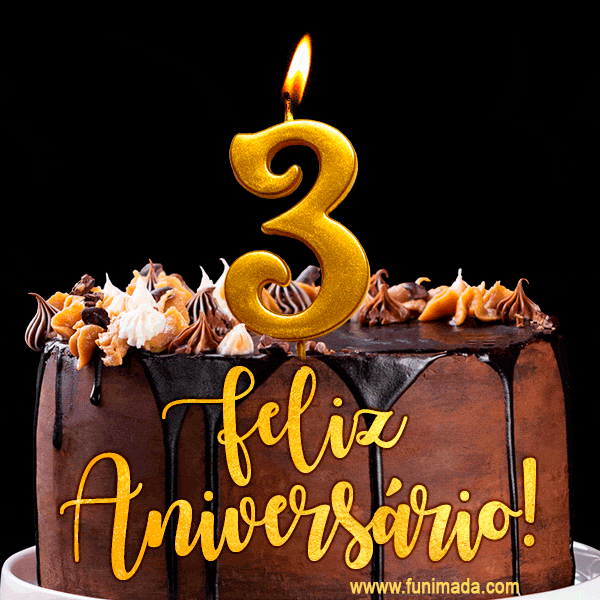 Feliz aniversário de 3 anos - lindo bolo de feliz aniversário