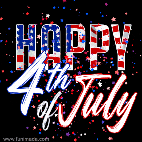 Animated Fireworks and USA Flag 4th of July GIF Image