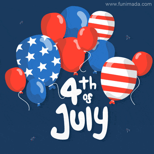 Balloons and Fireworks Happy 4th of July GIF Animated Image