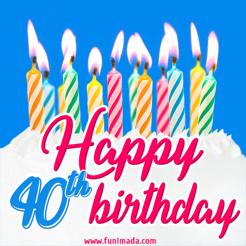 Animated Happy 40th Birthday Card with Cake and Lit Candles