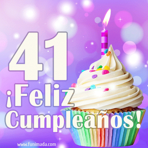 GIF para cumpleaños de 41 con pastel de cumpleaños y los mejores deseos