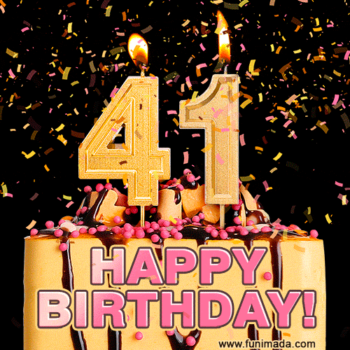 Happy 41st Birthday Cake GIF and Video with sound free download