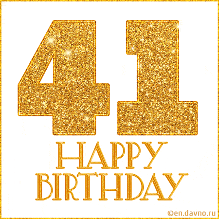 Gold Glitter 41st Birthday GIF