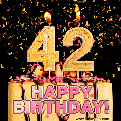 Happy 42nd Birthday Cake GIF and Video with sound free download